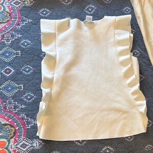 Bar III White Ruffle Sleeve Blouse